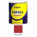 Vopsea Alchidica Lucioasa Pitura 0.6L, Rosu Inchis, Pentru Lemn/ Metal /Zidarie, Interior/ Exterior